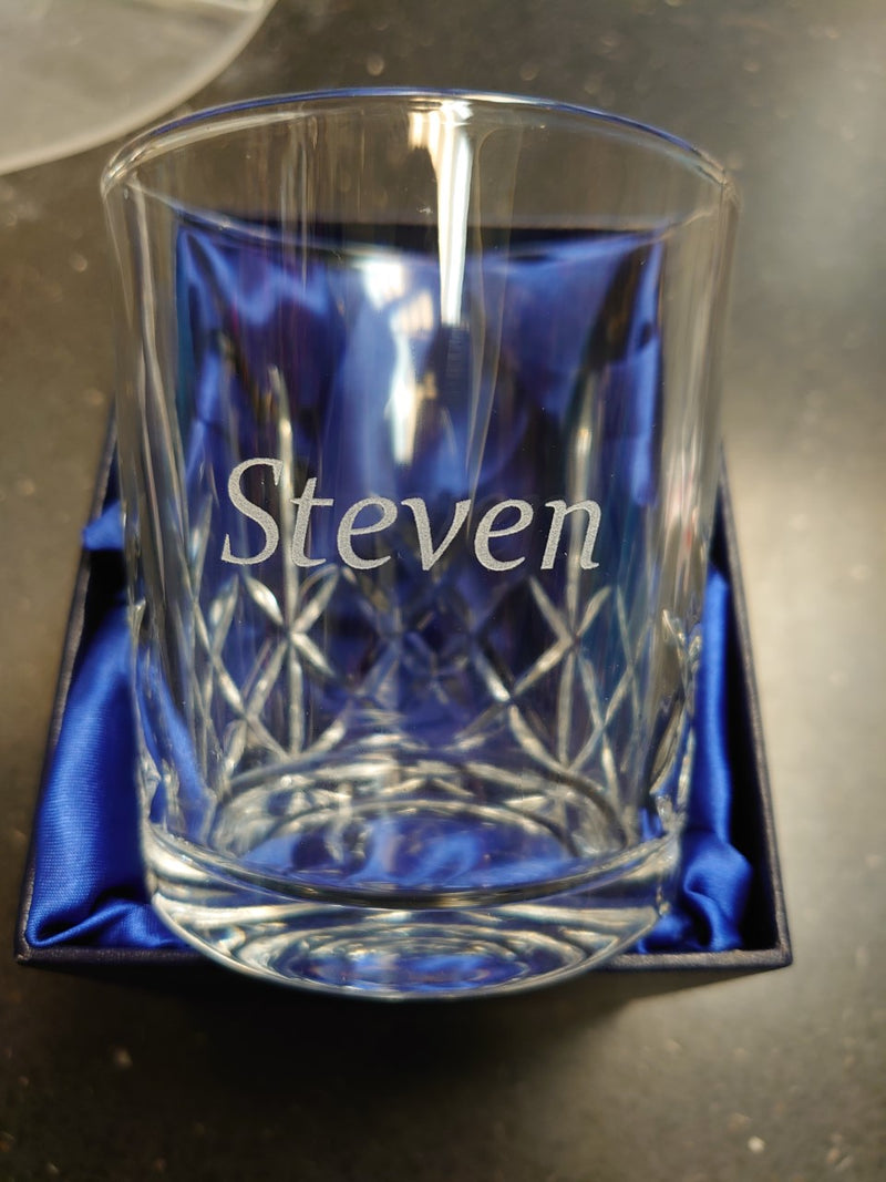 Engraved whisky glass